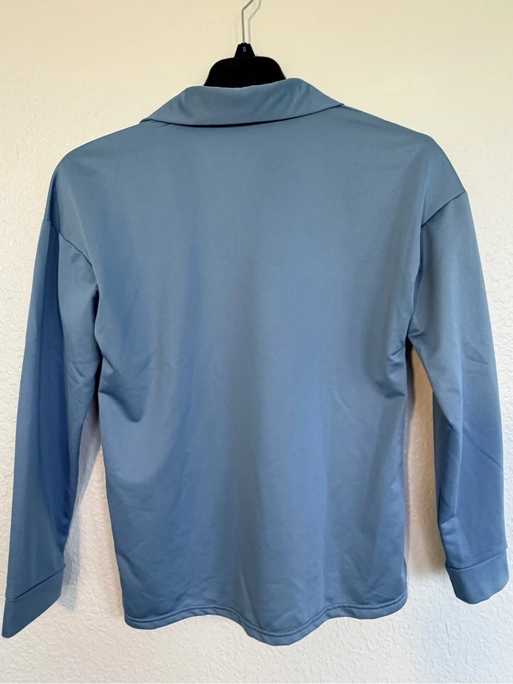 Women's Long-Sleeve Polo Top in Light Blue